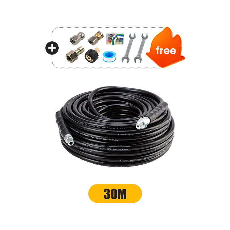 5800 PSI sewer cleaning kit – Rotating nozzle and reinforced hose for unclogging pipes