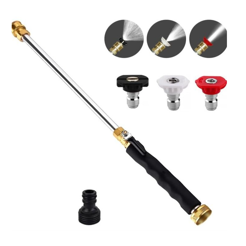 High-pressure water gun – 3 interchangeable nozzles, durable aluminium alloy & powerful