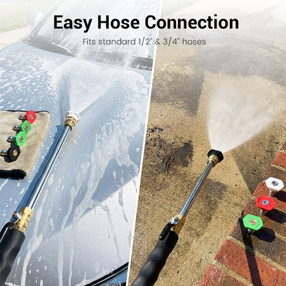 High-pressure water gun – 3 interchangeable nozzles, durable aluminium alloy & powerful