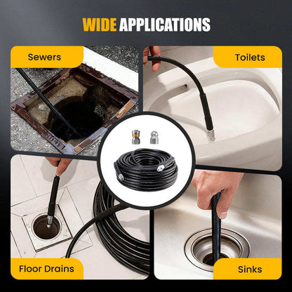 5800 PSI sewer cleaning kit – Rotating nozzle and reinforced hose for unclogging pipes