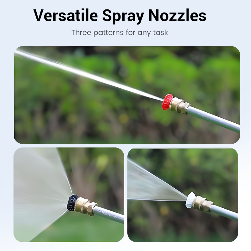 High-pressure water gun – 3 interchangeable nozzles, durable aluminium alloy & powerful