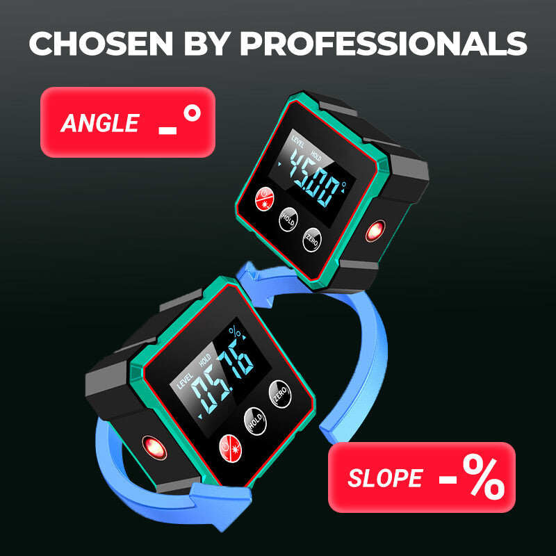 4-Side Magnetic Digital Angle Gauge with Laser