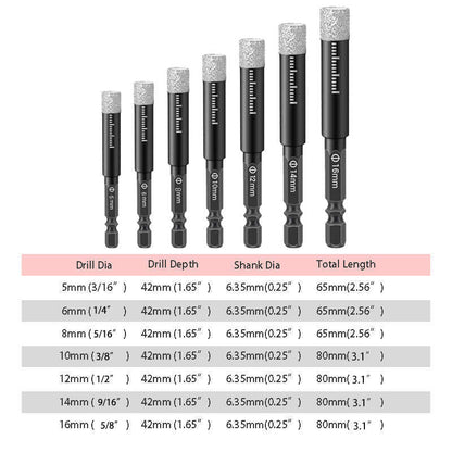Hex Shank Drill Bits for Marble/Tile/Stone [Full Set]