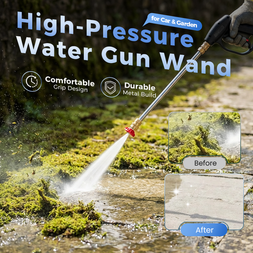 High-pressure water gun – 3 interchangeable nozzles, durable aluminium alloy & powerful