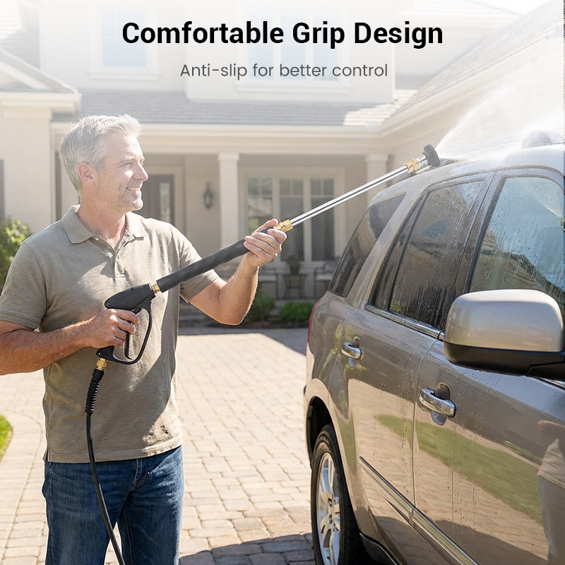 High-pressure water gun – 3 interchangeable nozzles, durable aluminium alloy & powerful