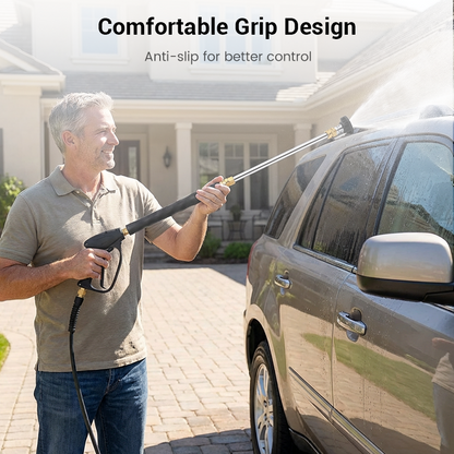 High-pressure water gun – 3 interchangeable nozzles, durable aluminium alloy & powerful